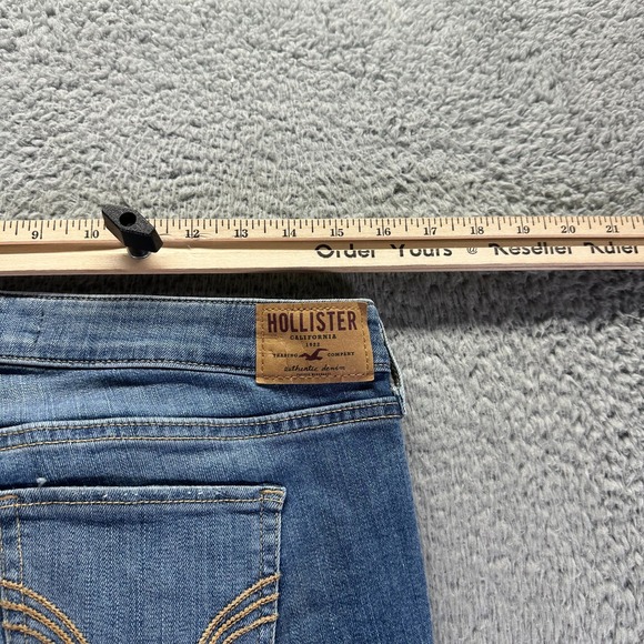 Hollister Jeans Women's 9 Blue Denim Cotton Bootcut Mid Rise Faded Workwear - Picture 8 of 11